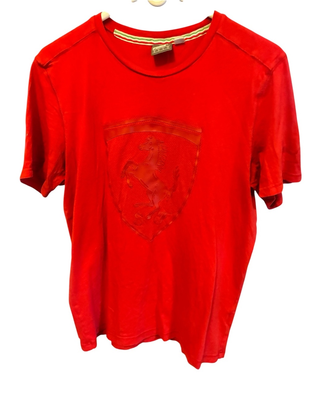 Ferrari Shirt Mens M Red Short Sleeve Big Logo Puma